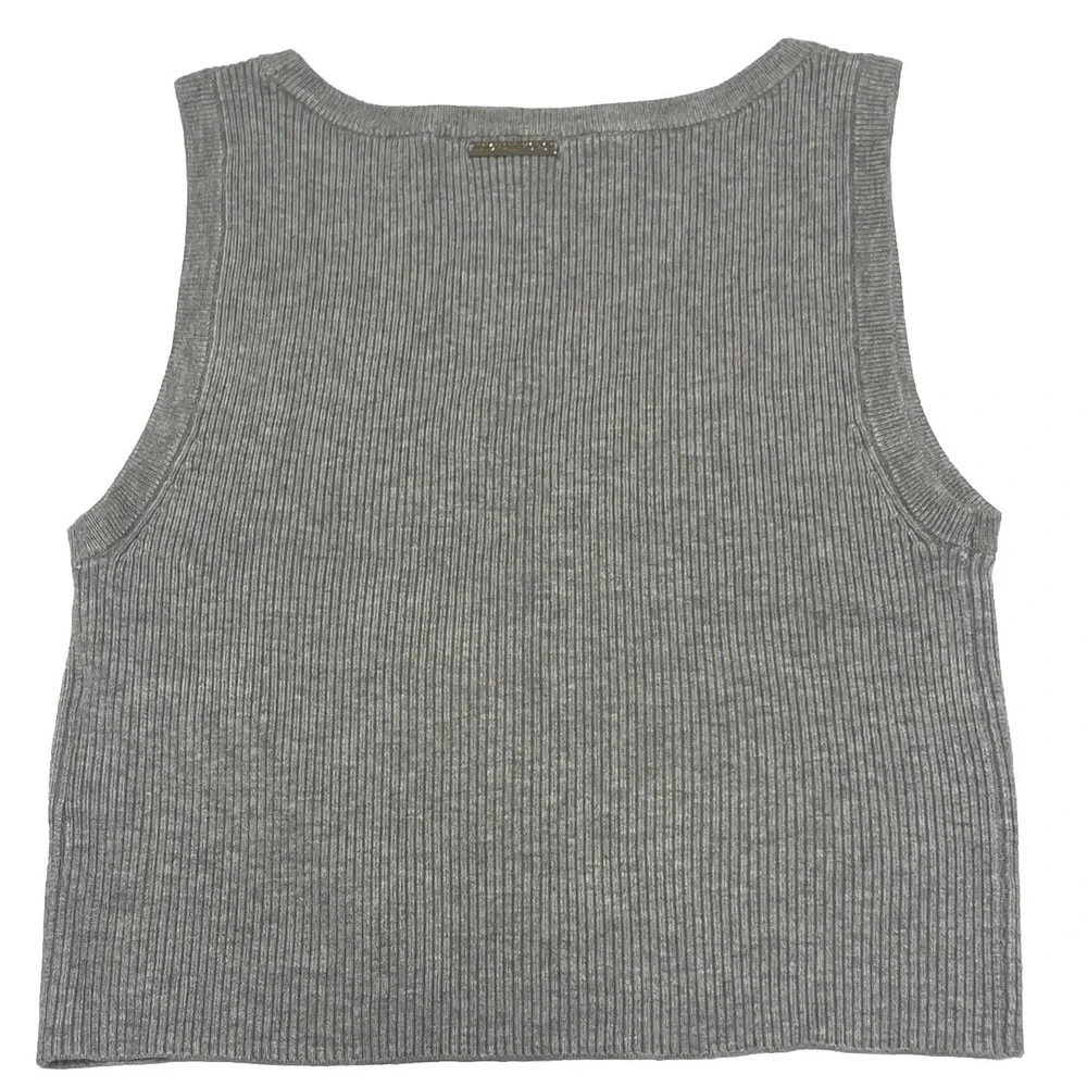NWT Michael Kors Stretch Cropped Knit Tank Pearl Heather Women's Size S‎ MSRP$68